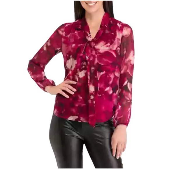The Limited Tie Neck Floral Blouse - Picture 1 of 6